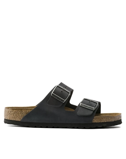 Arizona Soft Footbed Oiled Leather Sandal - Black - Birkenstock